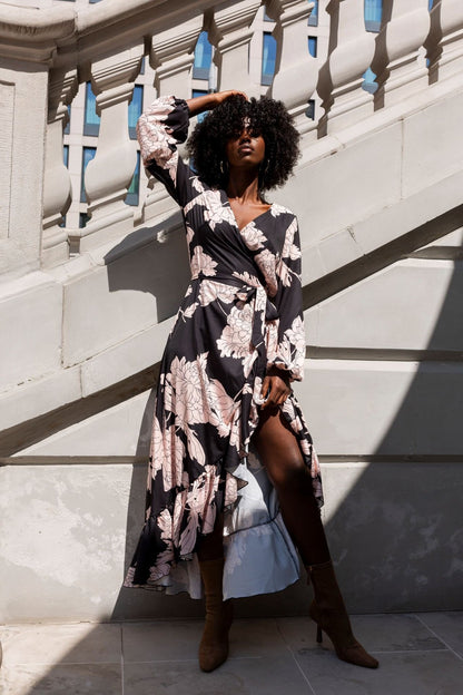 Damen Wickelkleid im Leopardenprint mit Rüschen Stalluxe