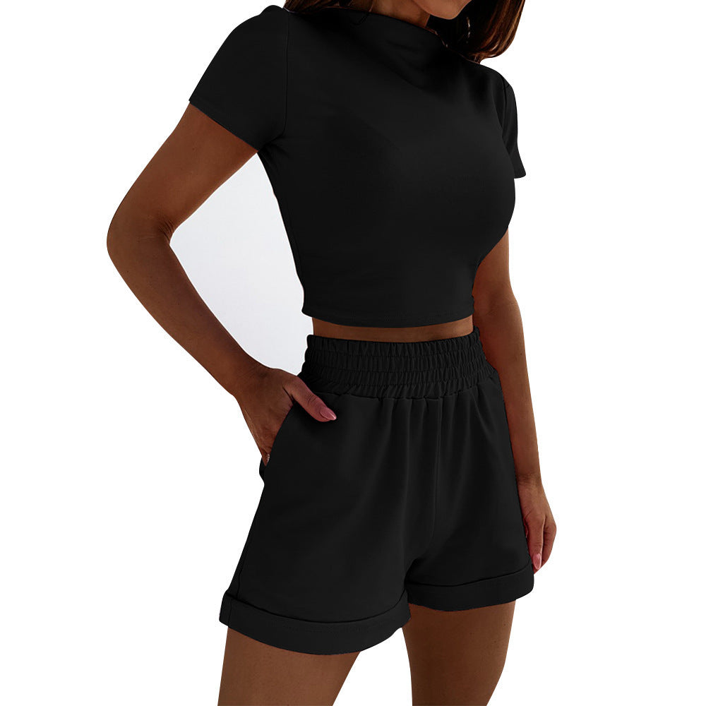 Damen Sportliches Crop-Top und Shorts Set Stalluxe