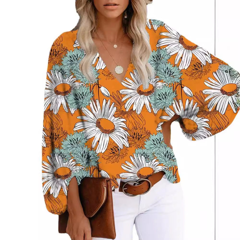 Damen Bluse mit voluminösen Ärmeln und V-Ausschnitt Stalluxe