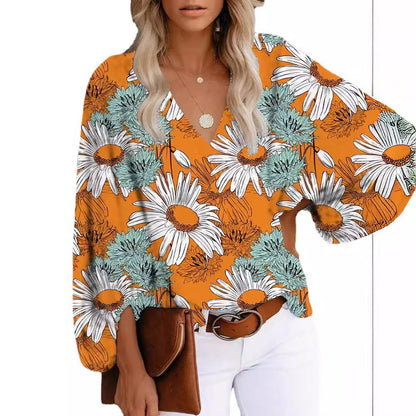 Damen Bluse mit voluminösen Ärmeln und V-Ausschnitt Stalluxe