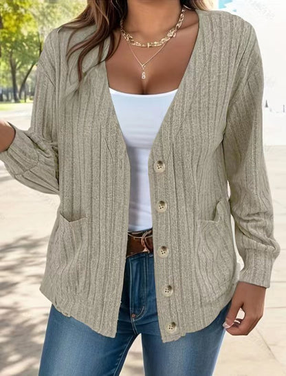 Women's Textured Button-Up Cardigan Stalluxe