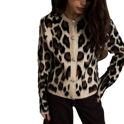 Damen Cardigan mit Leopardenmuster und Knopfdetails Stalluxe