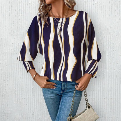 Damen Elegante blusige Oberteil mit Wellenmuster Stalluxe