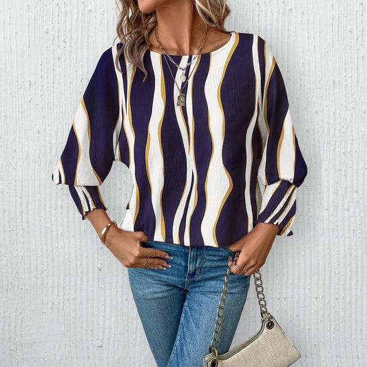 Damen Elegante blusige Oberteil mit Wellenmuster Stalluxe