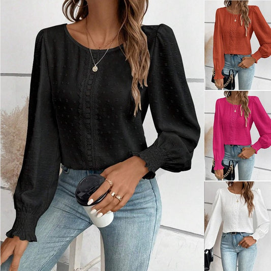 Damen luftige Bluse mit feinem Stickmuster Stalluxe