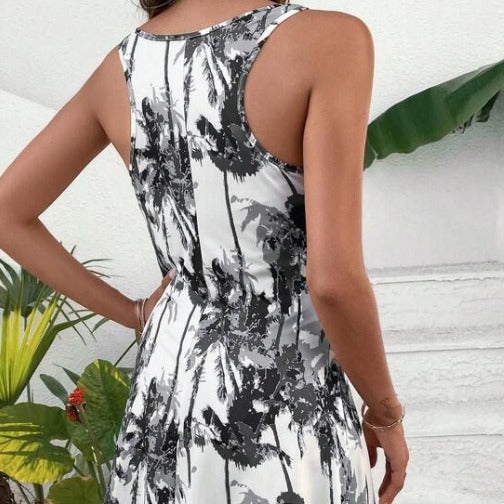 Damen Sommerliches Freizeitkleid mit modernem Palmenmuster Stalluxe