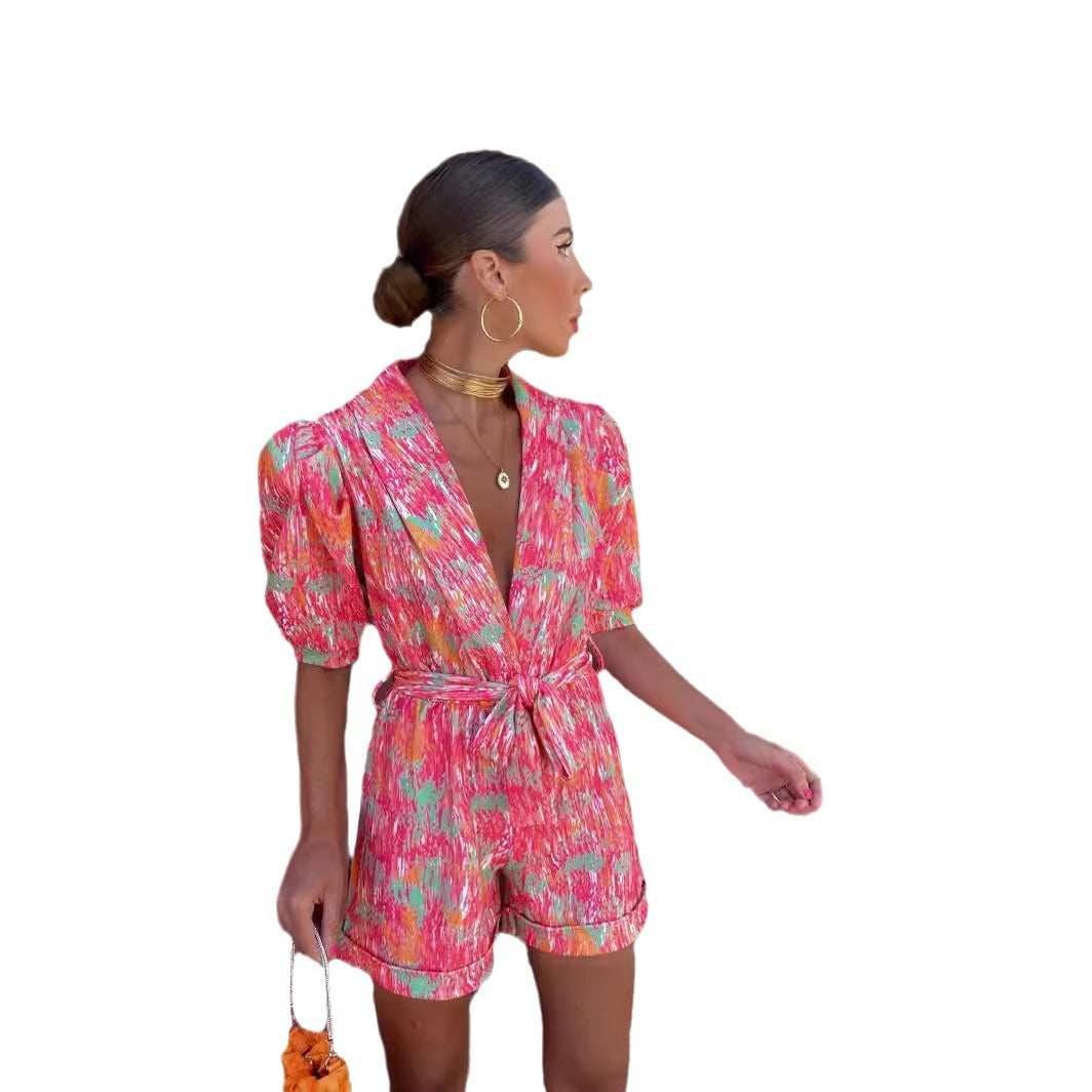 Damen Jumpsuit mit buntem Muster Stalluxe