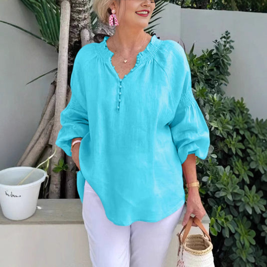 Damen luftige Bluse mit Smock-Ärmeln Stalluxe