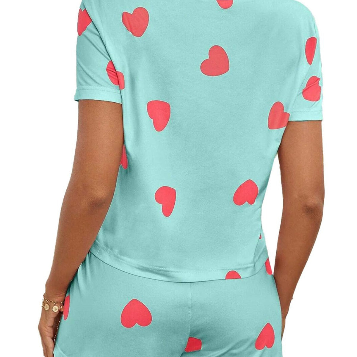 Damen bequeme Kurzarmoberteil mit Herzmotiv Stalluxe
