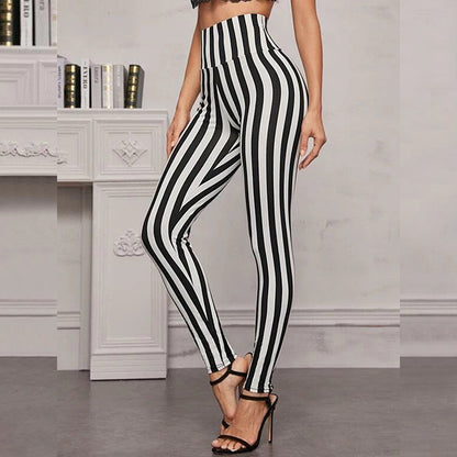 Damen Hochtaillierte Leggings mit grafischem Streifenmuster und figurformendem Schnitt Stalluxe