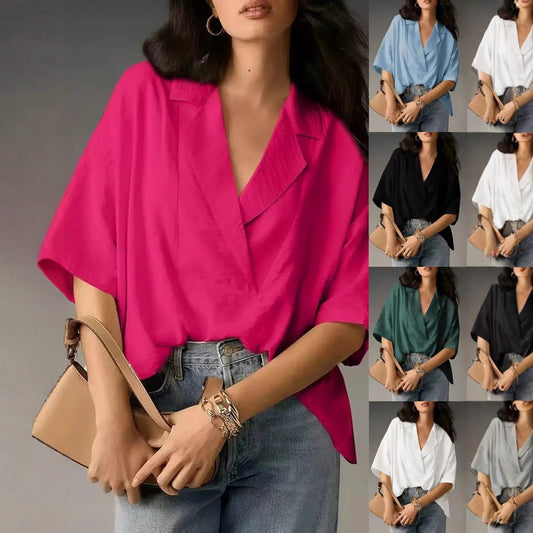 Damen Oversized Bluse mit modernem Kragen Stalluxe