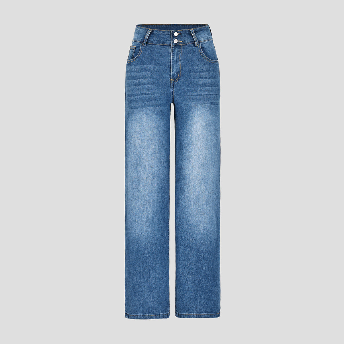 Damen weite Jeanshose mit hohen Bund Stalluxe
