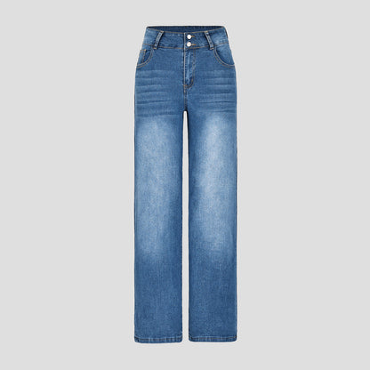 Damen weite Jeanshose mit hohen Bund Stalluxe