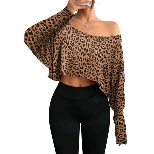 Damen Cropped Sweater mit lässigem Leopardenmuster Stalluxe