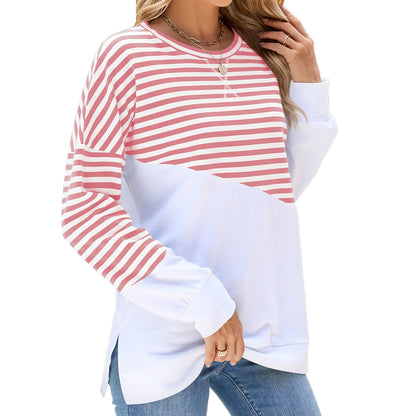 Damen lässiges Sweatshirt mit gestreiftem Design und abgesetztem Saum Stalluxe