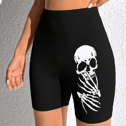 Damen Sportliche Radlerhose mit auffälligem Skelett-Print Stalluxe