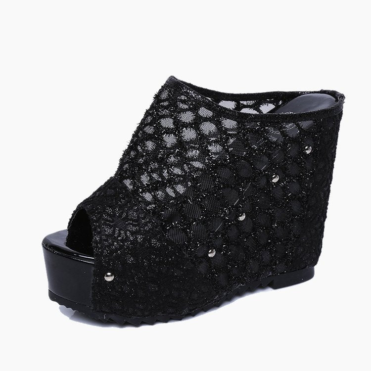 Damen Plateau-Mules mit modischem Schleifen-Design und funkelnden Akzenten Stalluxe