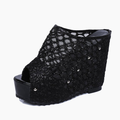 Damen Plateau-Mules mit modischem Schleifen-Design und funkelnden Akzenten Stalluxe