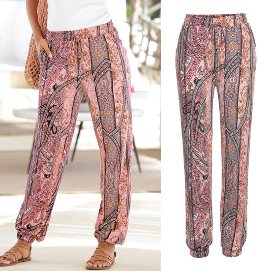 Damen Freizeit-Hosen mit floralem Muster und elastischem Bund Stalluxe