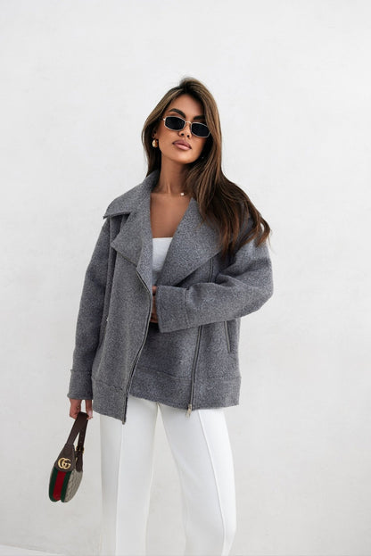 Damen Oversized Jacke mit Reißverschluss und weichem Material Stalluxe