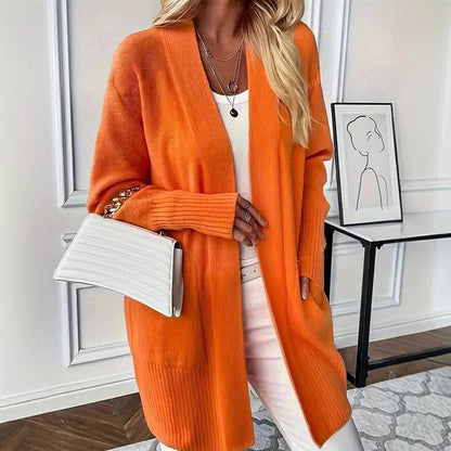 Damen lässiger Strickcardigan mit offenem Front und praktischen Taschen Stalluxe