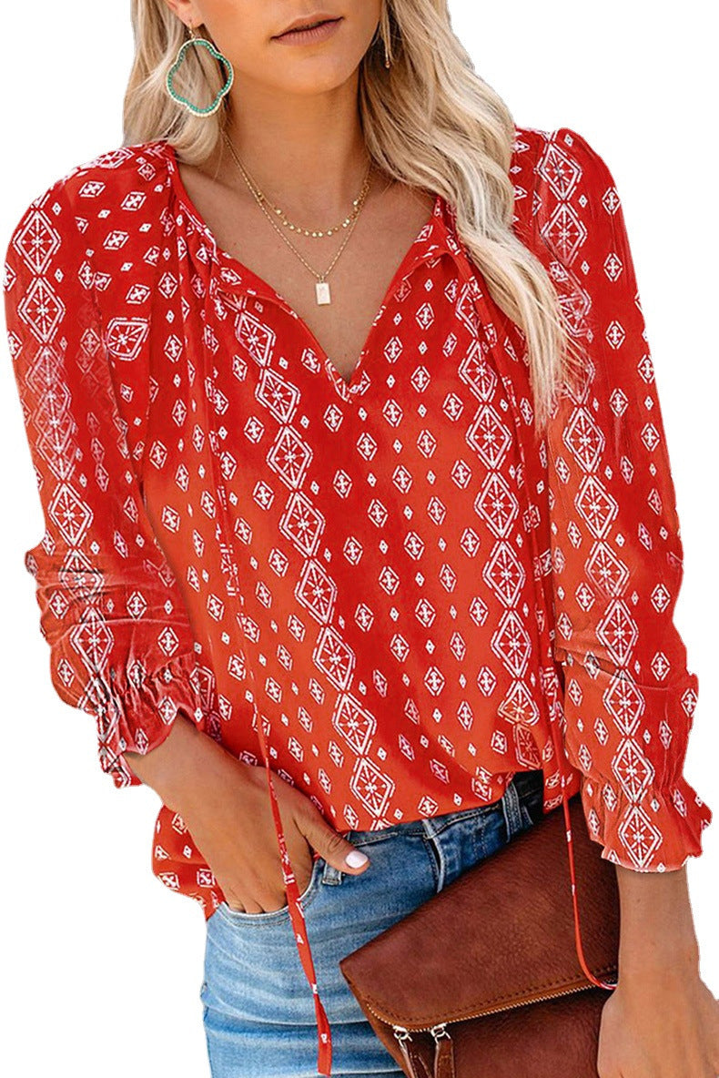 Damen Bluse mit raffiniertem Leopardenmuster und modischem V-Ausschnitt Stalluxe