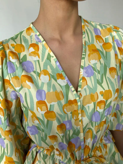 Damen Bluse mit Blumenmuster und Rüschen Stalluxe