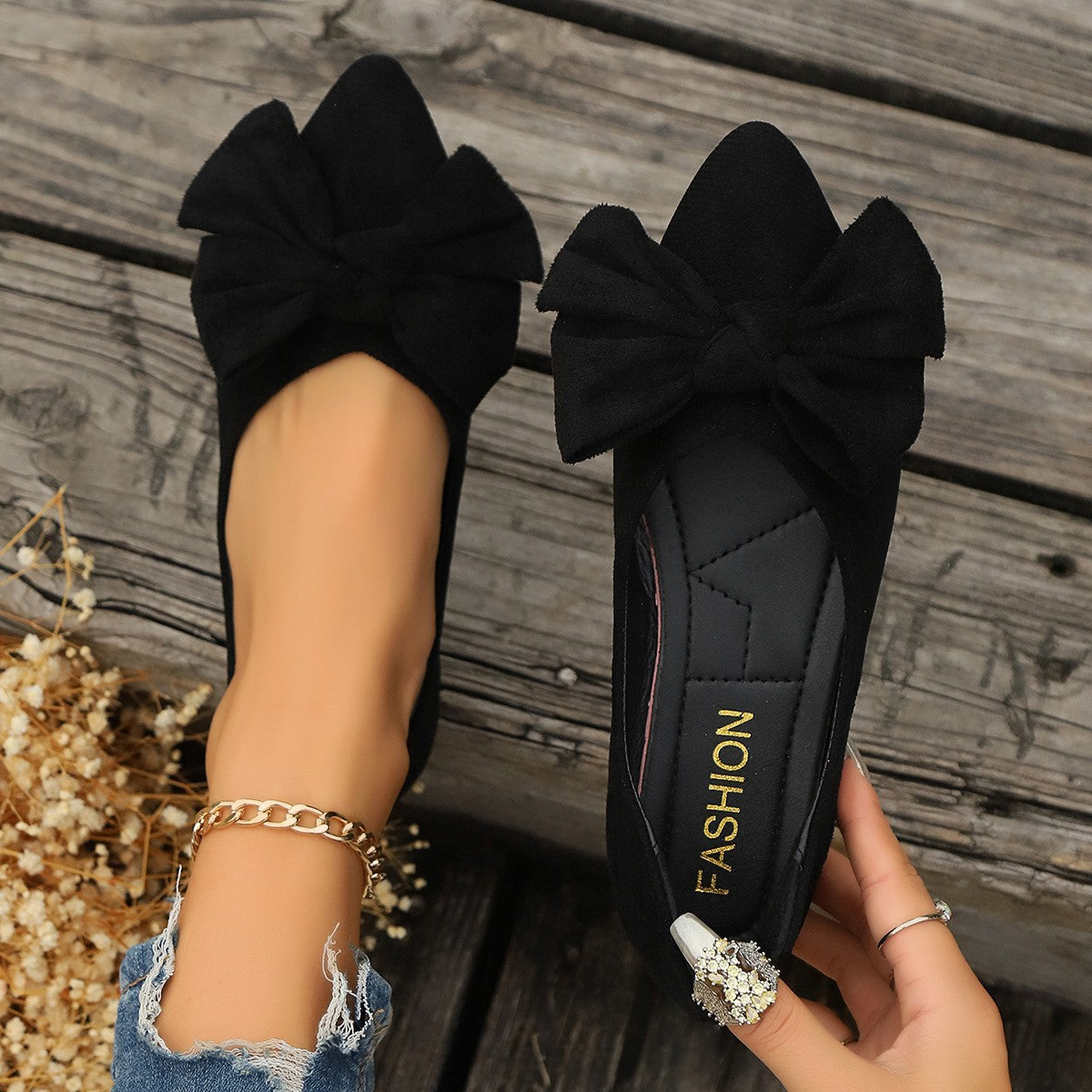 Damen Ballerinas mit eleganter Schleifenverzierung und weichem Innenfutter Stalluxe