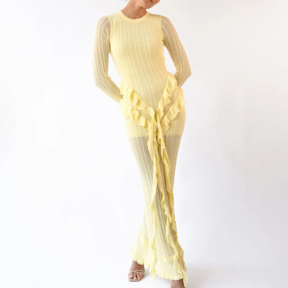 Damen Maxikleid mit raffinierten Rüschendetails und elegantem Schnitt Stalluxe