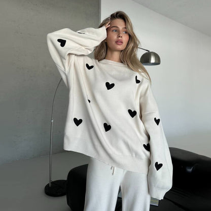 Damen Oversized Pullover mit Herzmotiv Stalluxe