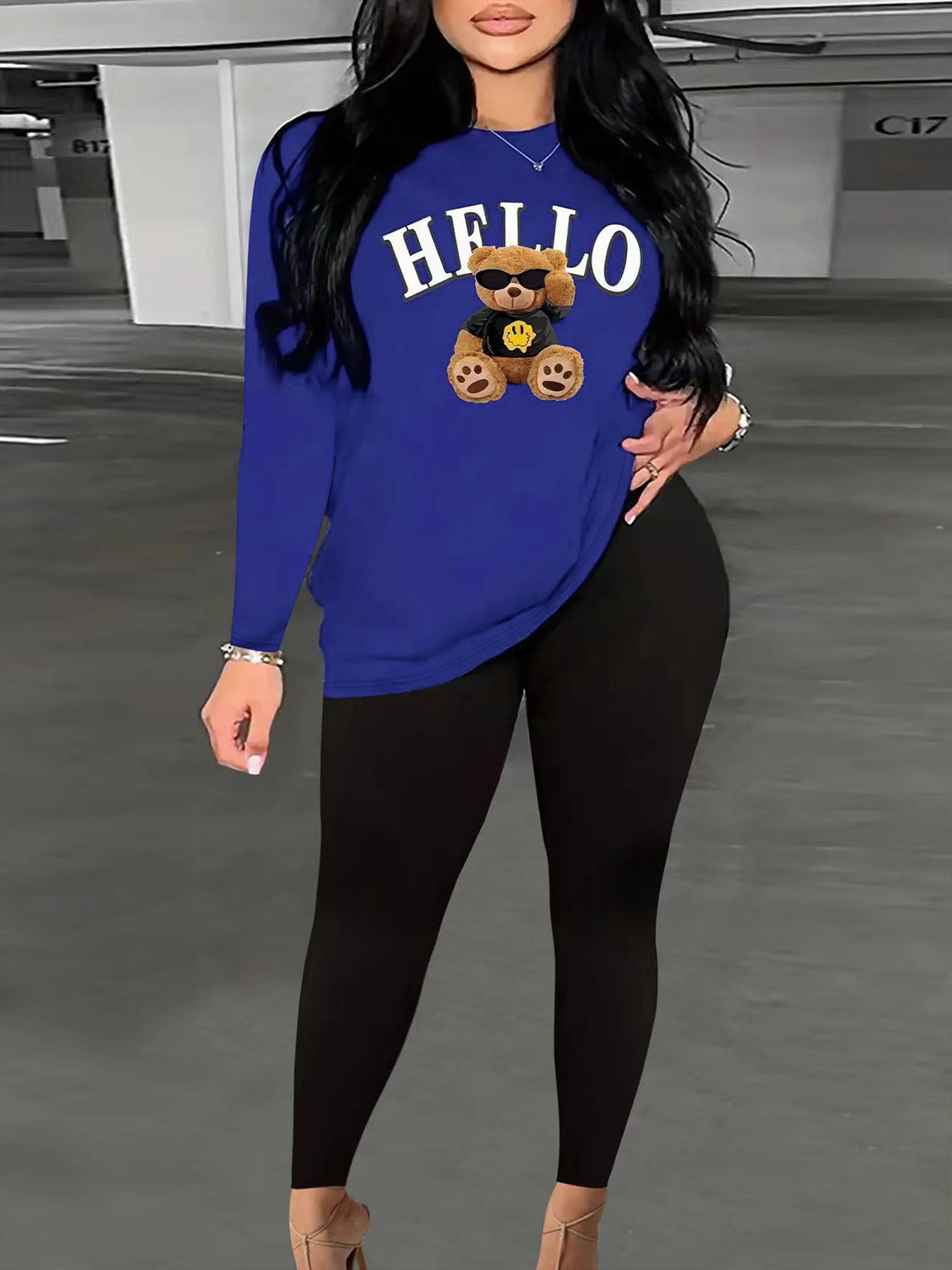 Damen lässiges Sweatshirt mit stylischem Bärenmotiv Stalluxe