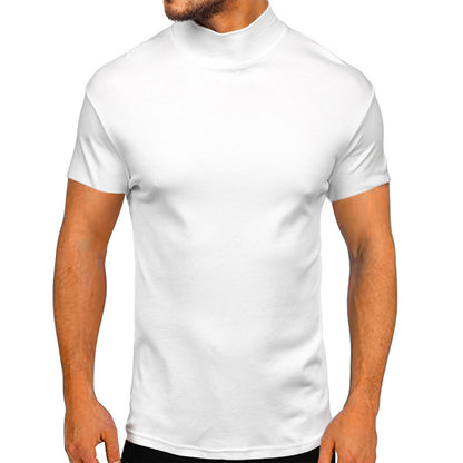 Herren modernes Kurzarm-T-Shirt mit stehendem Kragen und strukturiertem Design Stalluxe