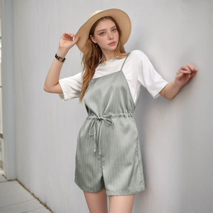 Damen Jumpsuit mit schicker Streifenoptik und verstellbarem Taillenzug Stalluxe