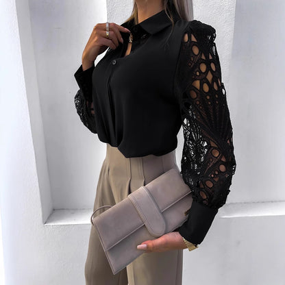 Damen Bluse mit Spitzenärmeln Stalluxe
