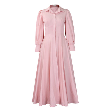 Damen Maxikleid mit eleganten Knopfdetails und weit ausgestellt Rock Stalluxe