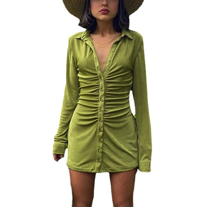 Damen Knielanges Hemdkleid mit Knopfleiste und Raffungen Stalluxe