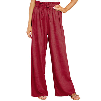 Damen Weite Sommerhose mit elastischem Bund und Bindegürtel Stalluxe