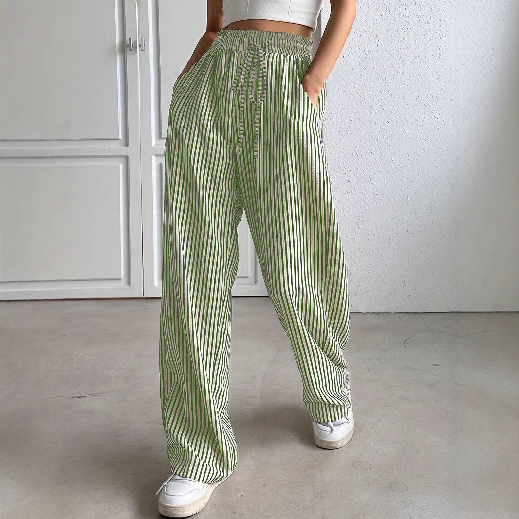 Damen Weite Streifenhose mit elastischem Bund und praktischen Taschen Stalluxe
