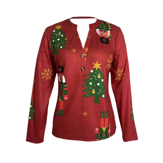 Women's Festive Themed Long Sleeve Top Stalluxe