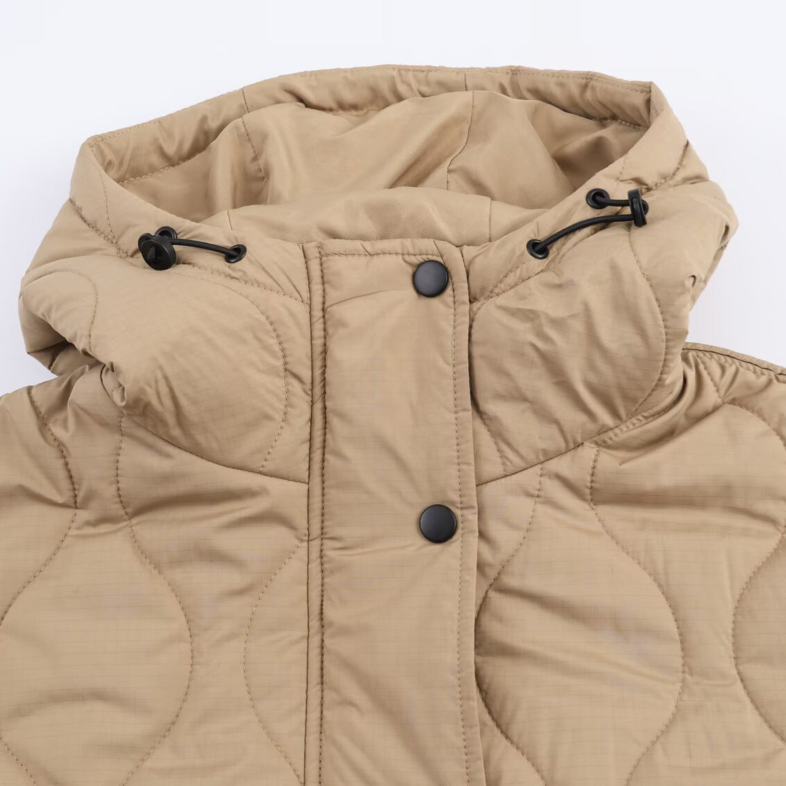 Damen modische gesteppte Übergangsjacke mit Kapuze und seitlichen Eingrifftaschen Stalluxe