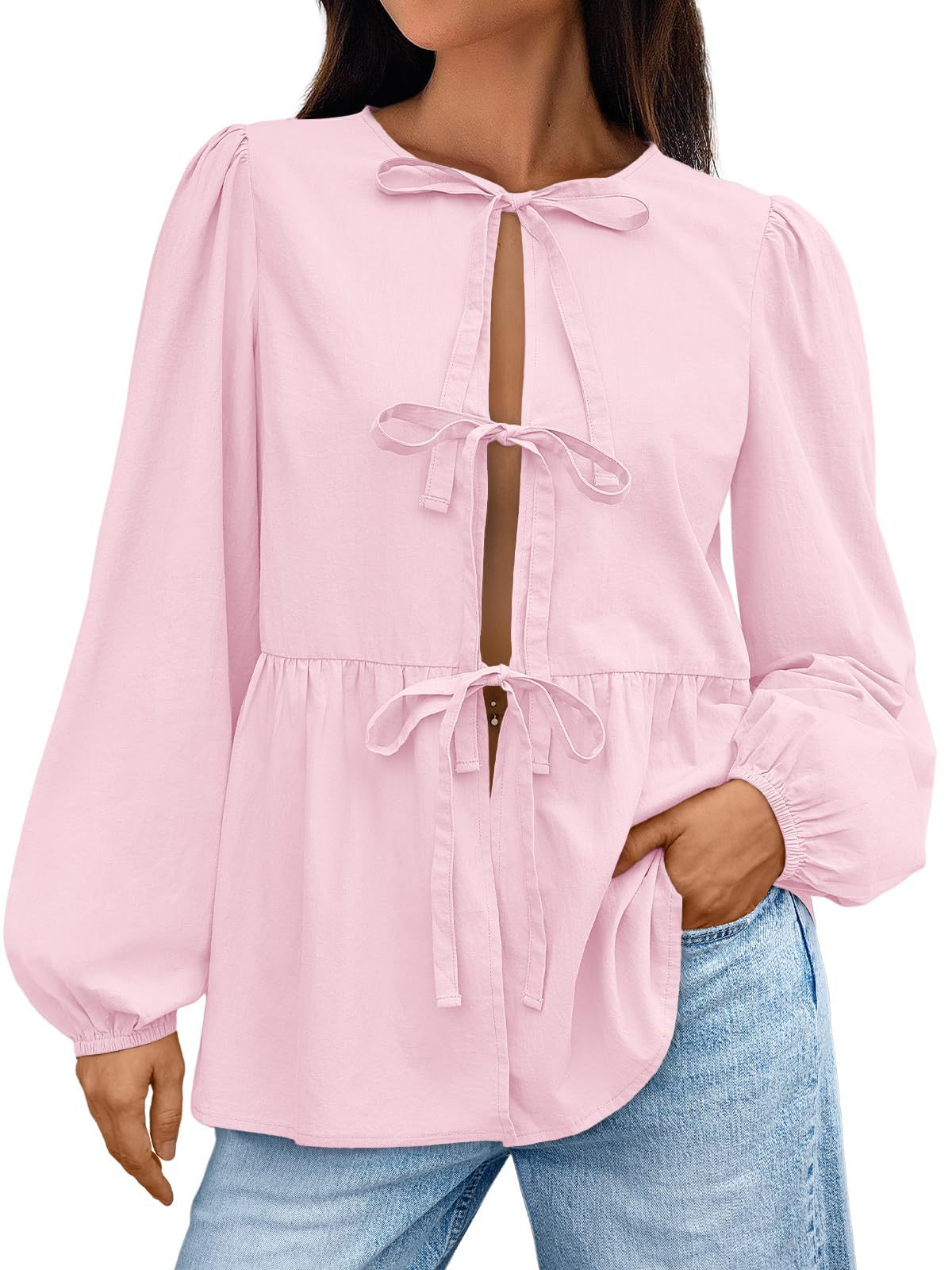 Damen Bluse mit Schleifen-Details und weitem Schnitt Stalluxe