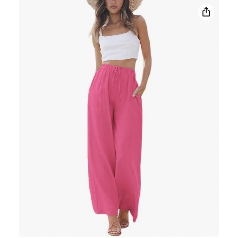 Damen Weite Palazzo-Hose mit elastischem Bund und seitlichen Taschen Stalluxe