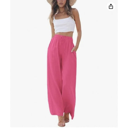 Damen Weite Palazzo-Hose mit elastischem Bund und seitlichen Taschen Stalluxe