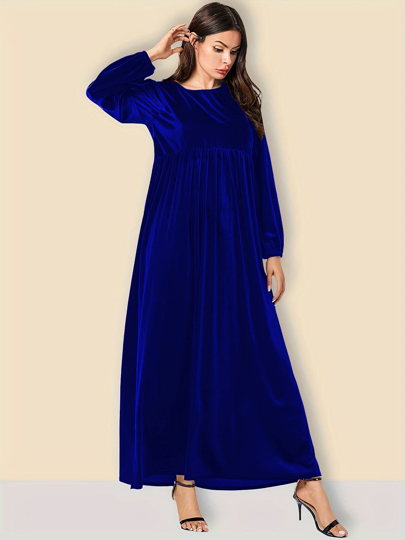 Damen Elegantes Maxikleid aus samtigem Stoff mit weitem Schnitt Stalluxe
