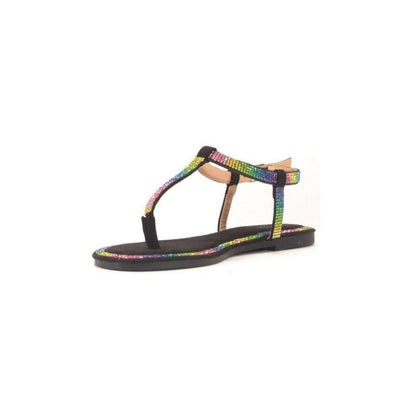 Damen modische Zehentrenner-Sandalen mit funkelnden Strassverzierungen und transparenten Riemen Stalluxe