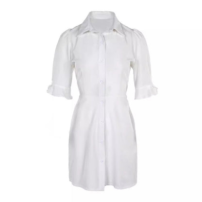 Damen Hemdblusenkleid mit Knopfdetails und voluminösen Ärmeln Stalluxe