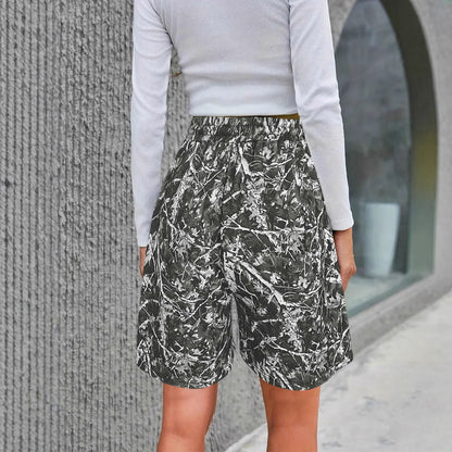 Damen Camo-Print Bequeme Lockere Passform Shorts Stalluxe