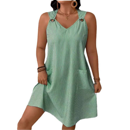 Damen Freizeitkleid mit schmalen Trägern und praktischen Taschen Stalluxe