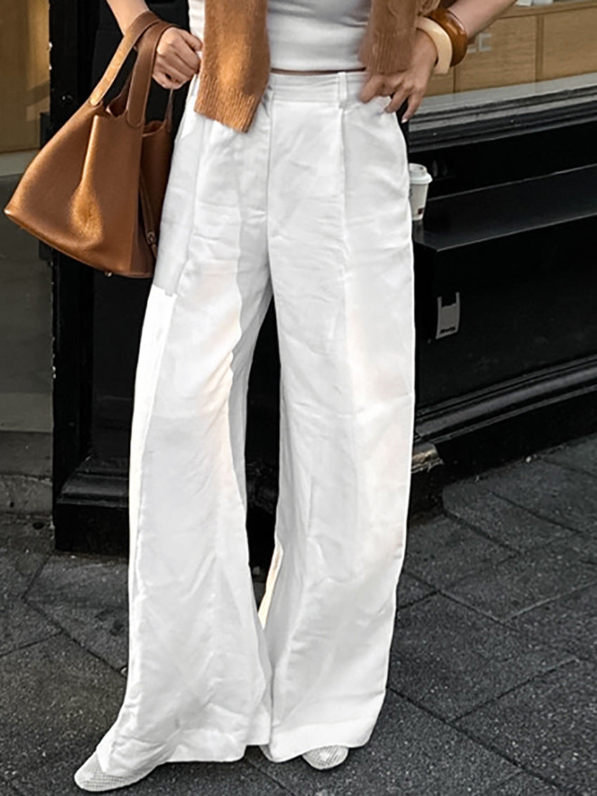 Damen leichte, lässige Palazzo-Hose mit hohem Bund und schwingendem Schnitt Stalluxe
