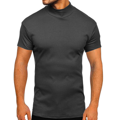 Herren modernes Kurzarm-T-Shirt mit stehendem Kragen und strukturiertem Design Stalluxe